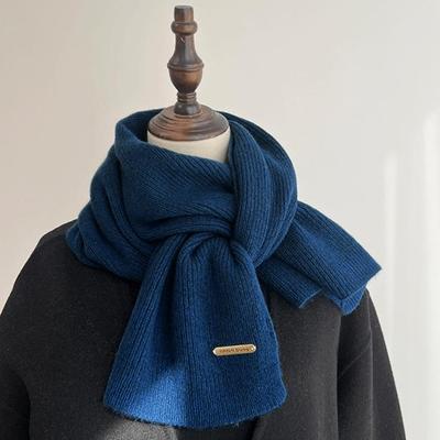 Autumn And Winter  Solid Color Knitted Scarf For Women High-End Thick Warm Versatile Simple Scarf