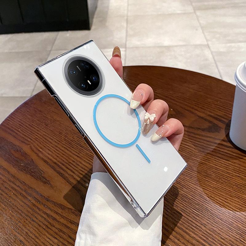 Fine Ring Magnetic Attraction Is Suitable for Huawei Mte70pro + Mobile Phone Case PC High Transparency Mte60 Non-yellowing Simple Hard Case