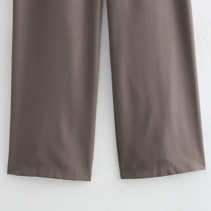 Fashion Pant Suits Backless Sexy Halter Camis Top + Elastic Waist Straight Wide Leg Trousers 2 Pieces Set Women Outfits