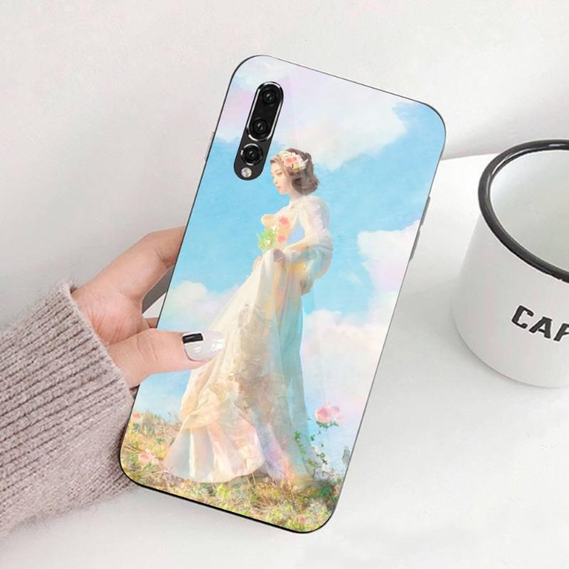 Ilustracja Malarstwo Olejne Artystyczne Etui na Telefon Dla Huawei P50 P40 P30 P20 Pro Mate 40 30 20 Pro Nova 9 8 7 PC Szkło Pokrowiec na Telefon