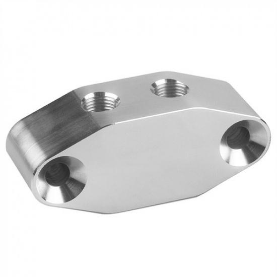1 Set New Car Oil Feed Line Adapter Plate 1/8" NPT Port Aluminum Alloy For LS