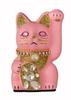 Lucky Cat Jewelry Cat Left Paw Raised Ceramic Lucky Cat Auspicious Feng Shui Ornament (S-SIZE Pink) / _ Maneki-neko (jw_S Pink)