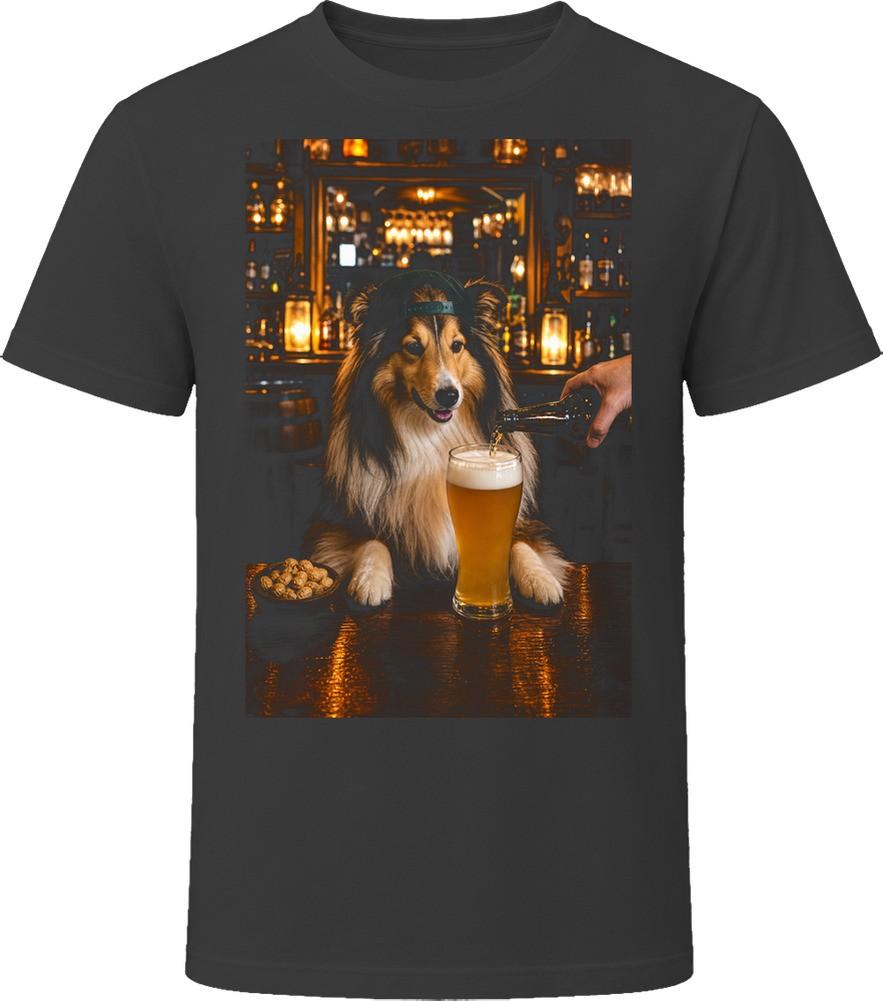 Shetland Sheepdog Drinking Beer at the Bar T Shirt