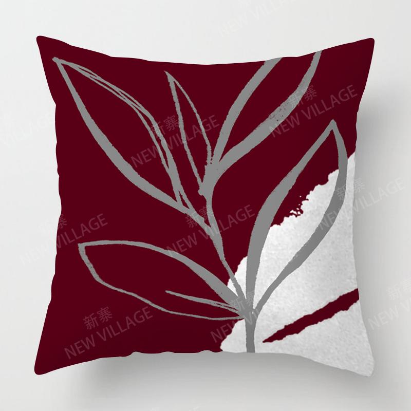 Leaf Personalized Design Red Cushion Cover Home Decor Throw Pillow Cover Living Room Sofa Decoration