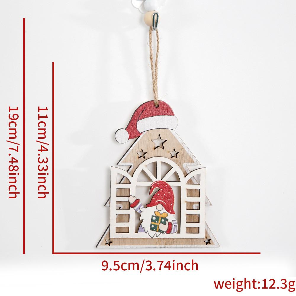 Adorable Wooden Christmas Tree Ornaments With Santa And Snow House Design