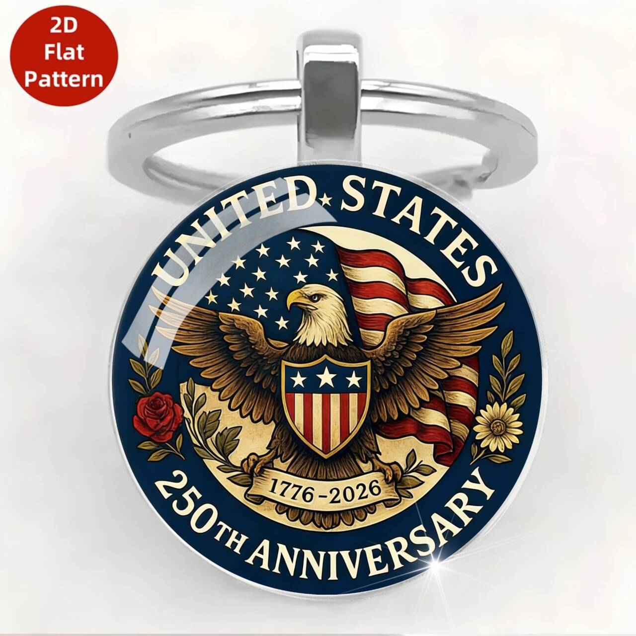 

2026 Usa 250th Anniversary Keychain America Eagle Statue of Liberty Patriotic Key Ring for Men Women Bag Pendant Gift