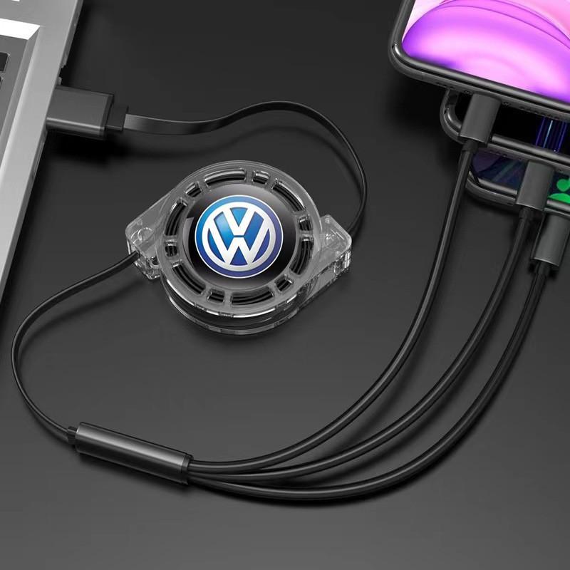 W161New 3 In 1 Micro USB Type C Charging Cable Multi Charger For Volkswagen RLine Golf GTI Passat Jetta Beetle B7 B5 Tiguan Scirocco
