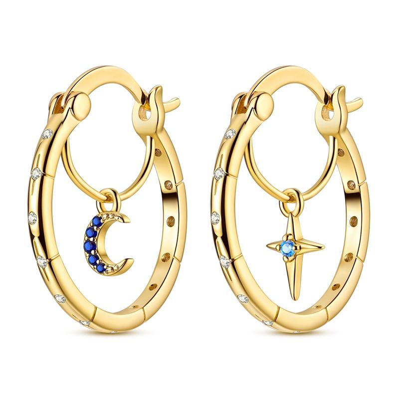925 Sterling Silver Hoop Earring for Women Starlight Sun Moon Bow Heart Simple Round Circle Earrings Party Fashion Jewelry Gifts