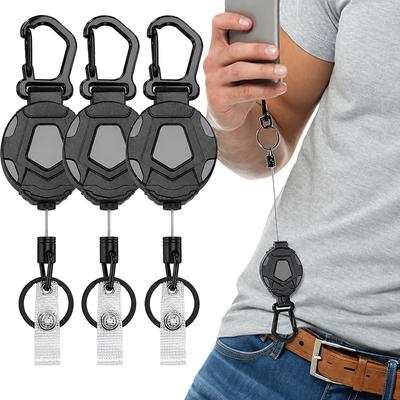 Heavy Duty Carabiner 31.5 Inch Steel Retractable Cord Retractable Keychain For Outdoor Camping Work Badge Outdoor Keyring Holder