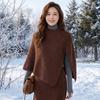 Pullover Women Cape Thicken High Neck Scarf Elegant Knitted Shawl  Girl
