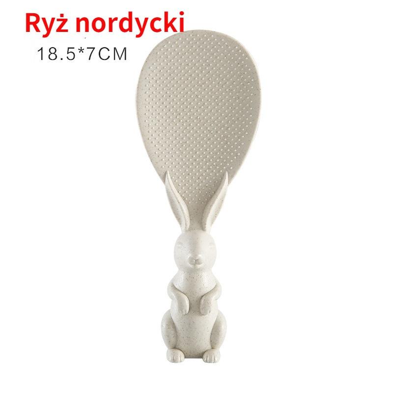 

креативная вертикальная форма кролика Большая ложка для риса из пшеничной соломы с антипригарным покрытием бежевый