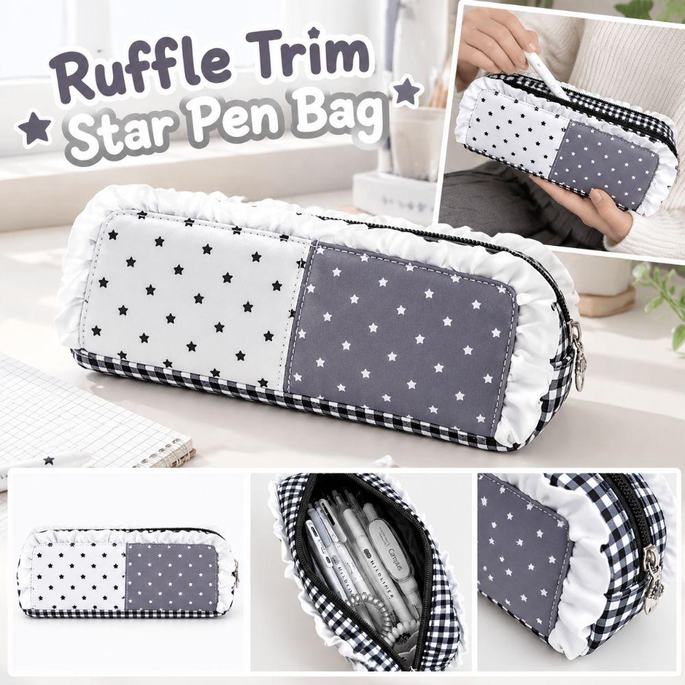 INS Pen Pouch Ruffle Trim Storage Pouch New Stationery Bag For Students