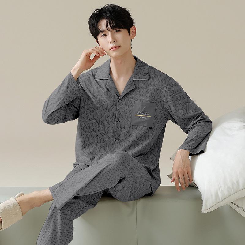 Men's Pajamas Men's Autumn 1011 New Modal Cotton Long-sleeved Large Size Fashion Simple Loungewear Autumn and Winter