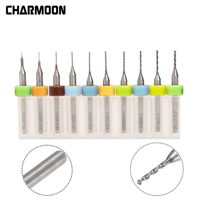 0.2-1.2mm Carbide End Mill Cutter PCB Drill Bit Titanium Coating CNC Engraving