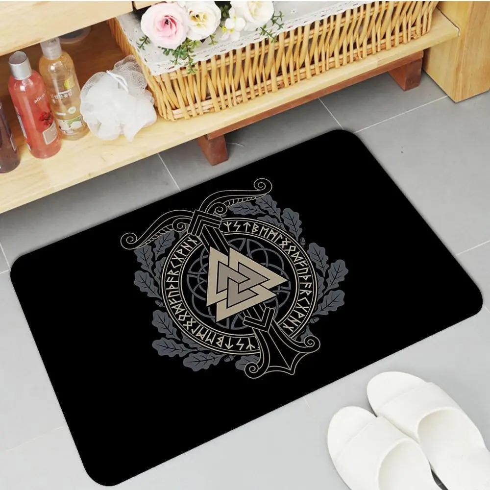 Tappetino con simbolo pattern vichingo stampato antiscivolo assorbente per pavimento di bagno corridoio decorazione camera da letto casa piccolo tappeto