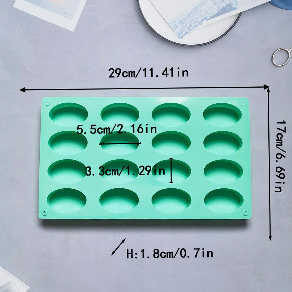 Matriță de Săpun Handmade DIY Ovală cu 16 Cavități Matriță din Silicon Pentru Fabricarea Săpunului și Mini Prăjituri Ciocolată Bomboane Tort Coacere