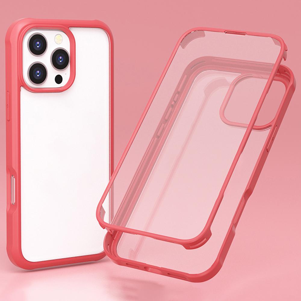 For iPhone 16 Pro Max Case Silicone+TPU Frame Double-Side 9H Tempered Glass Back Cover