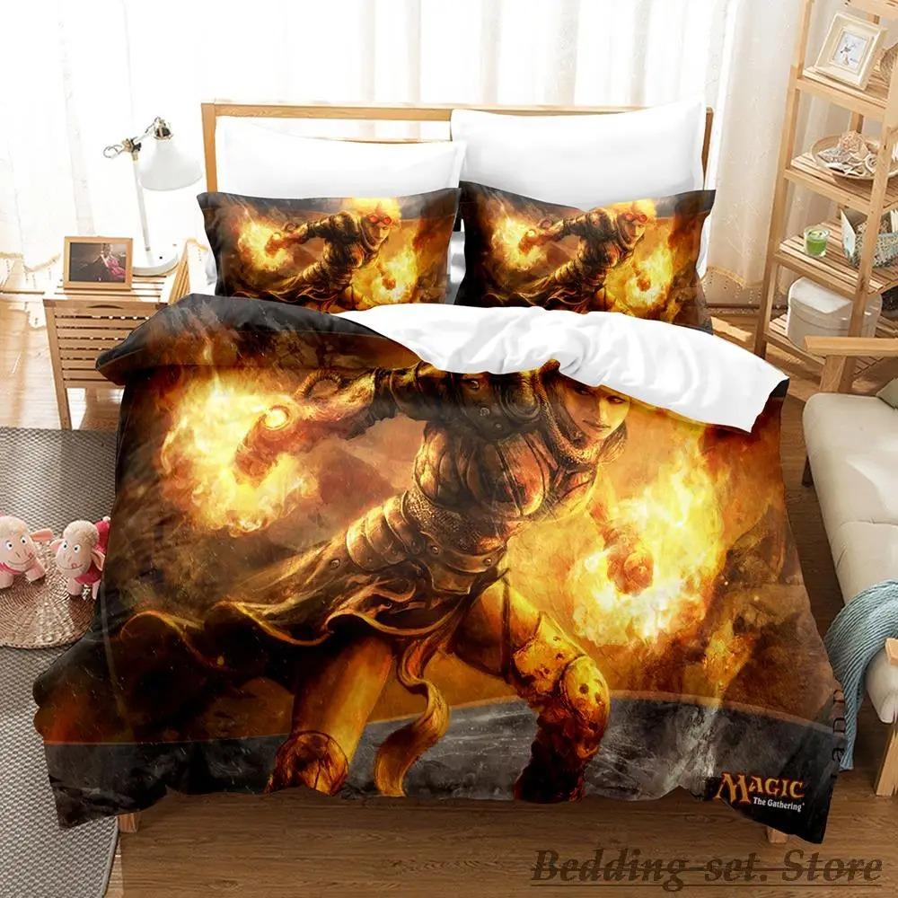 New M-Magic The Gathering Bedding Set Cartoon Anime Three-piece Set Adult Kid Bedroom Duvetcover Sets 3D Kawaii Twin Set