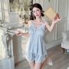 Summer sweet girl suspender shorts nightgown ice and snow silk thin lace lace pure desire wind loungewear three-piece set