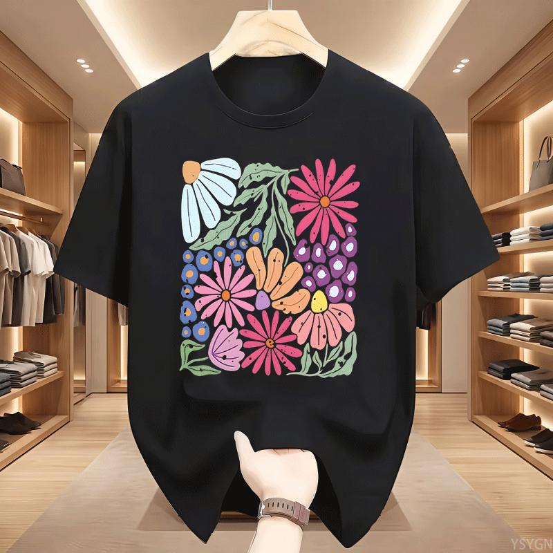 Trendy Boho Floral Tshirt Soft Flower Graphic Tshirt Cute Spring Garden Botanical Top Summer Short Sleeve Unisexs Clothing Tops