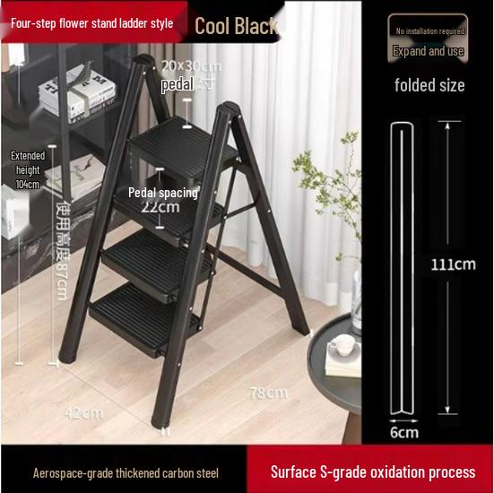 

Телескопическая складная А-образная лестница - Портативная и прочная, от 3 до 5 ступеней для использования в помещении