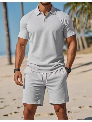 Herren Sommer Slim Fit Poloshirt & Shorts Set – Lässig, Vielseitig, Kurzarm Mode