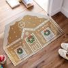 Christmas Entrance Rug Gingerbread House Floor Mat Dirt Scrubber Washable Vintage Holiday Doormat with Non-Slip Backing for Front Door Entryway Porch