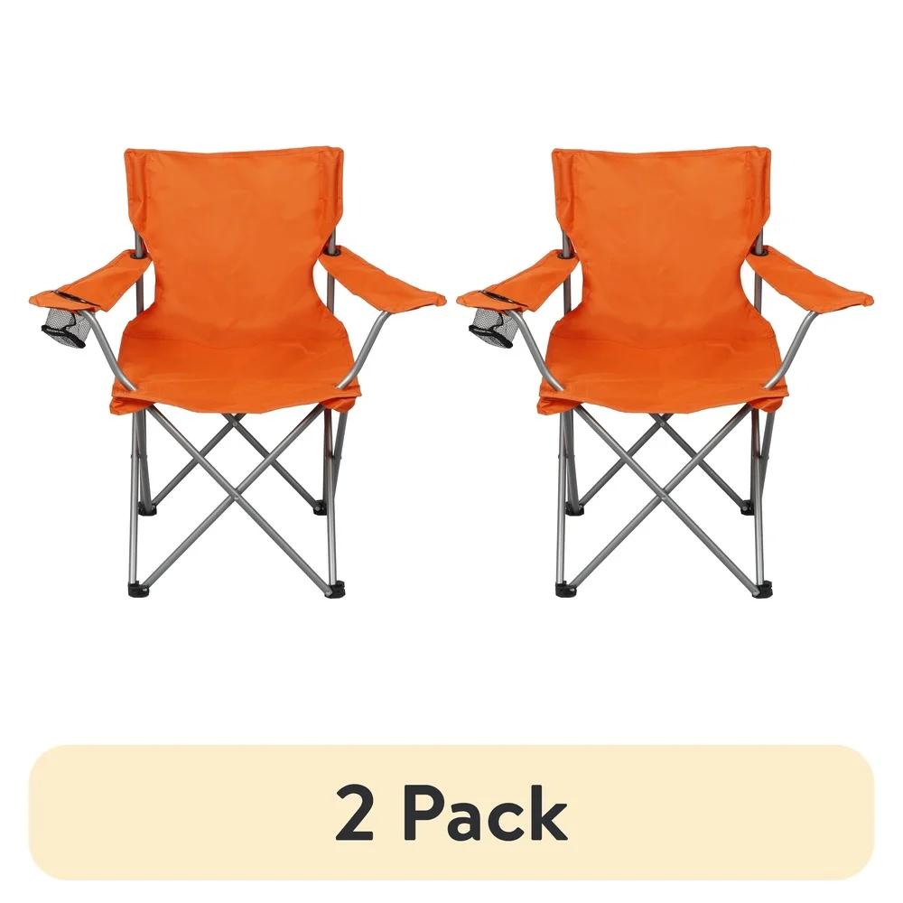 

2 Pack Folding Camp Chairs with Cup Holder Portable Quad Frame Durable Outdoor Seating Tailgating Camping Sports Events United States