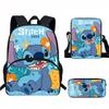 Stitch Kids School Backpack Set Elementary Students Oxford Fabric Ergonomic Design Printed Cartoon 3-Piece Bundle