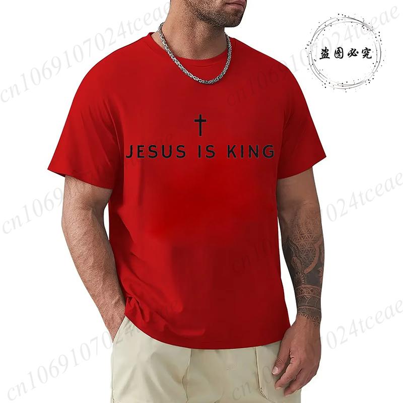 Herren T-Shirts Oberteile Jesus Ist König Shirt Christlich Lustige Herren T-Shirts Minimalistische Christliche Grafik Y2k Oberteile Hipster Trendige Kleidung