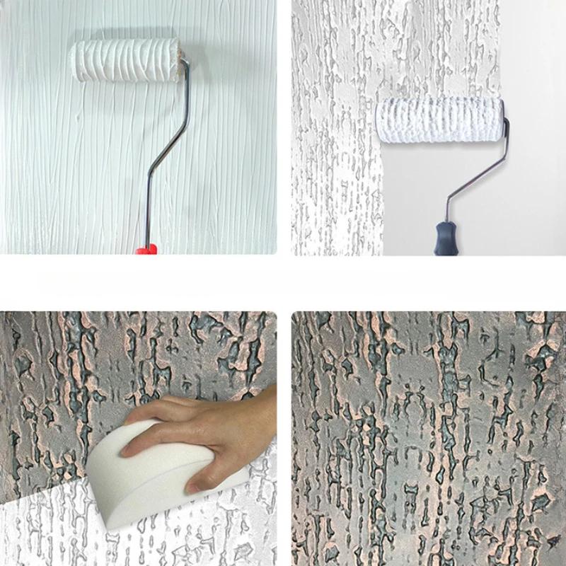 3D Textured Paint Roller for Wall Decoration Rubber Stamp Embossed Painting Tool Polyurethane Roller