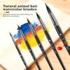 5Pcs Watercolor Brushes Set, Black Wood Handle Oil Painting Detail Brushes, Fine Tip Paint Pens for Nail Art