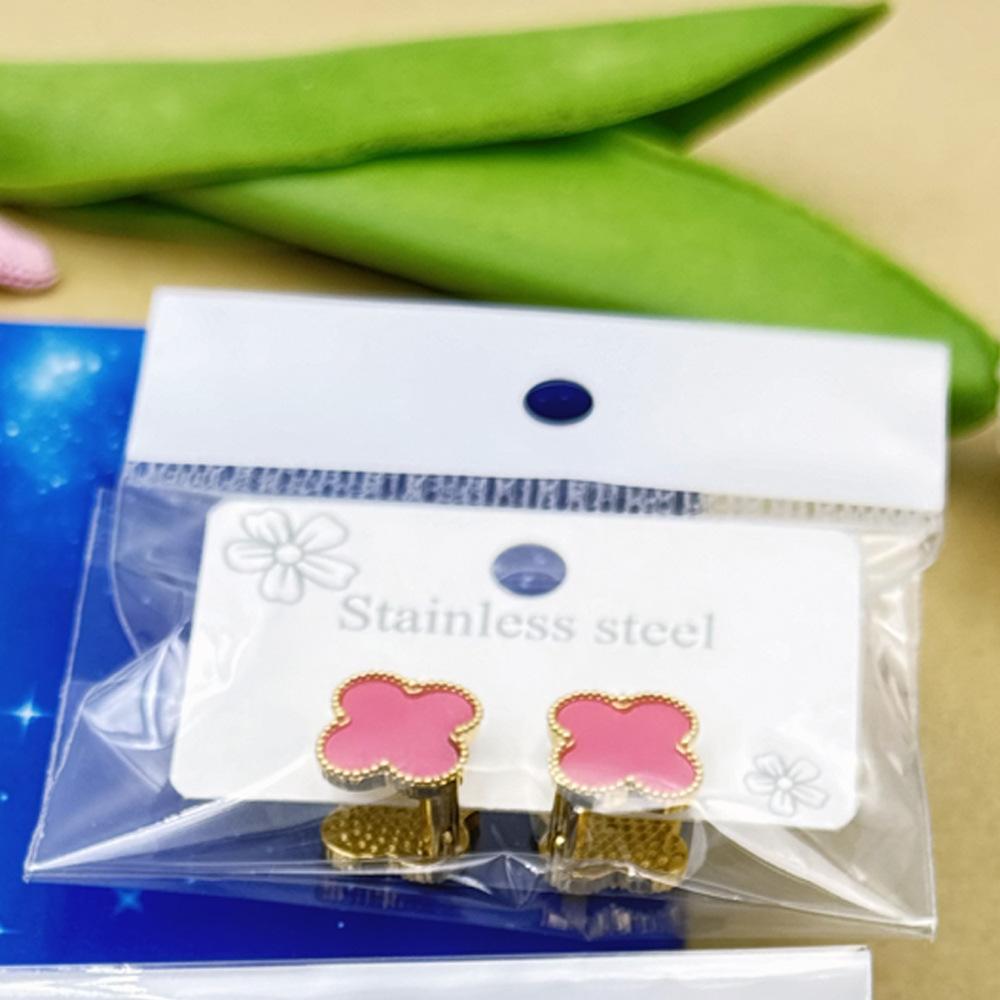 

Серьги из титановой стали с двумя гранями в виде четырехлистного клевера, пряжка, высококачественные роскошные серьги Senior Sense Of Two Wear, женские серьги розовый