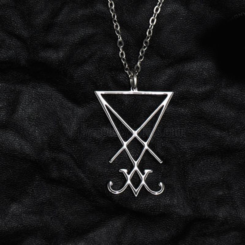 Pečeť Lucifera Satanistický sigil Baphometa Kovový přívěsek Náhrdelník Gotický Temný pohanský Satan Mužská Móda Dárkové Doplňky