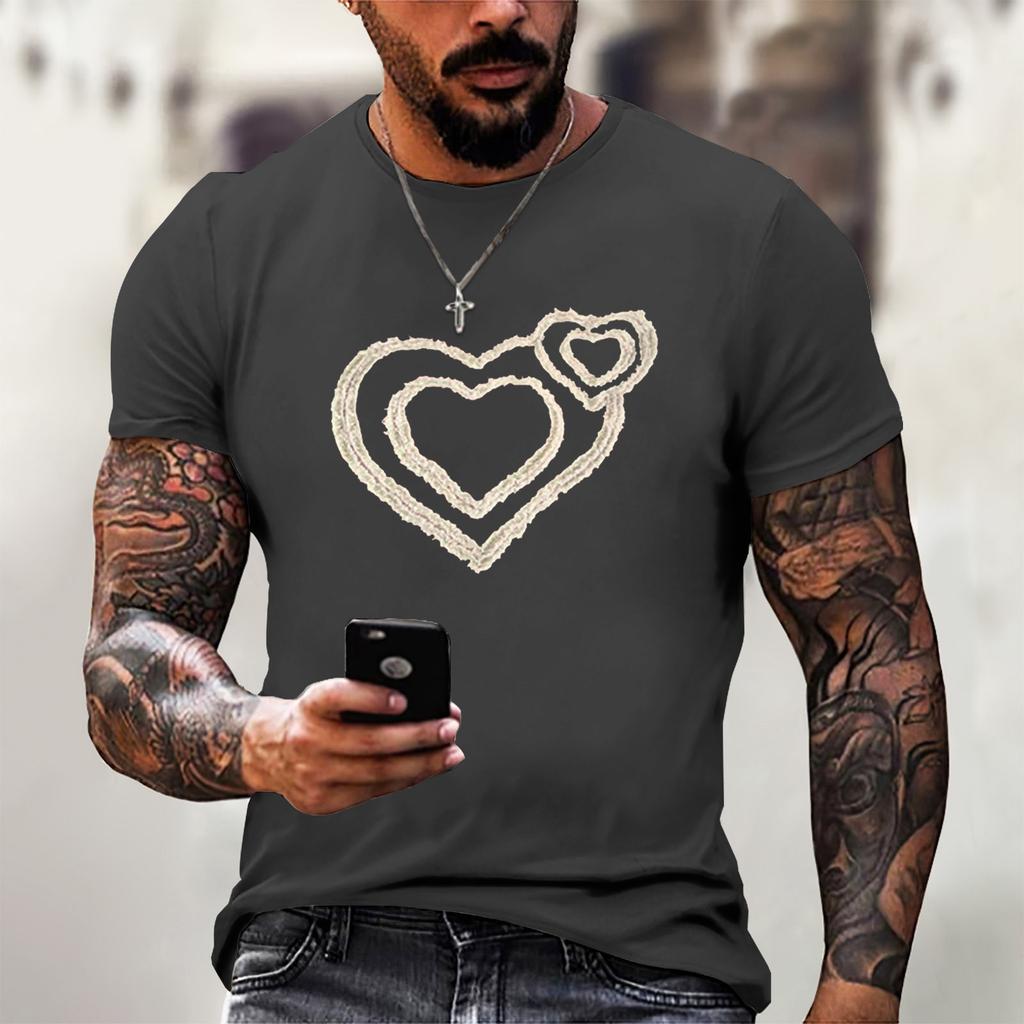 Oblíbené letní pánské tričko s kulatým výstřihem a krátkým rukávem s potiskem