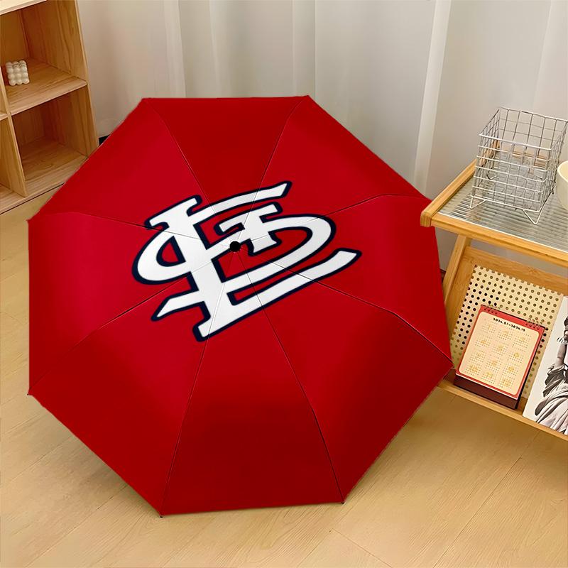 St. Louis Cardinals Print Auto 8?Ribs Folding Umbrella Wind Resistant Lightweight Automatic Umbrella For Daily Travel