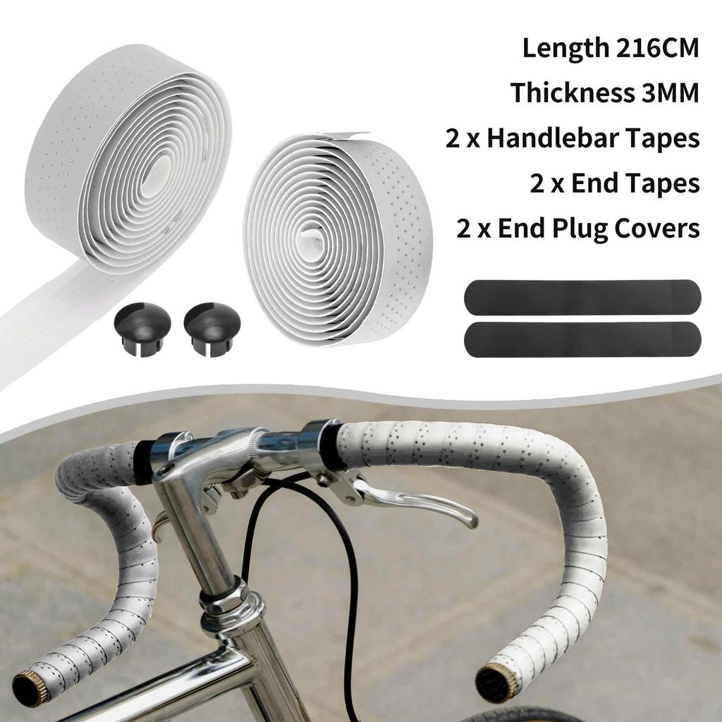 BULLSPANN 1 Pair Bicycle Handlebar Breathable Grip Tape for Road Bikes and Meters Silver Tone Tape, Anti-Slip, Shock-Absorbing, MTBs, 2.16 Long,
