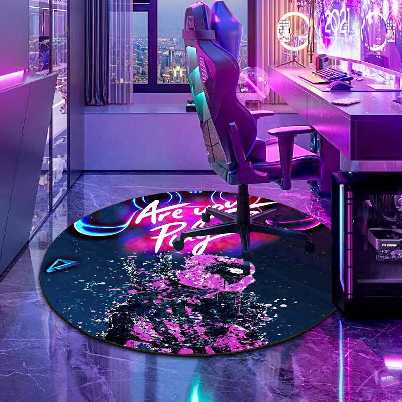 E-Sport-Stuhlmatte und Nachttischdecke mit Gaming-Thema und 3D-Effekt