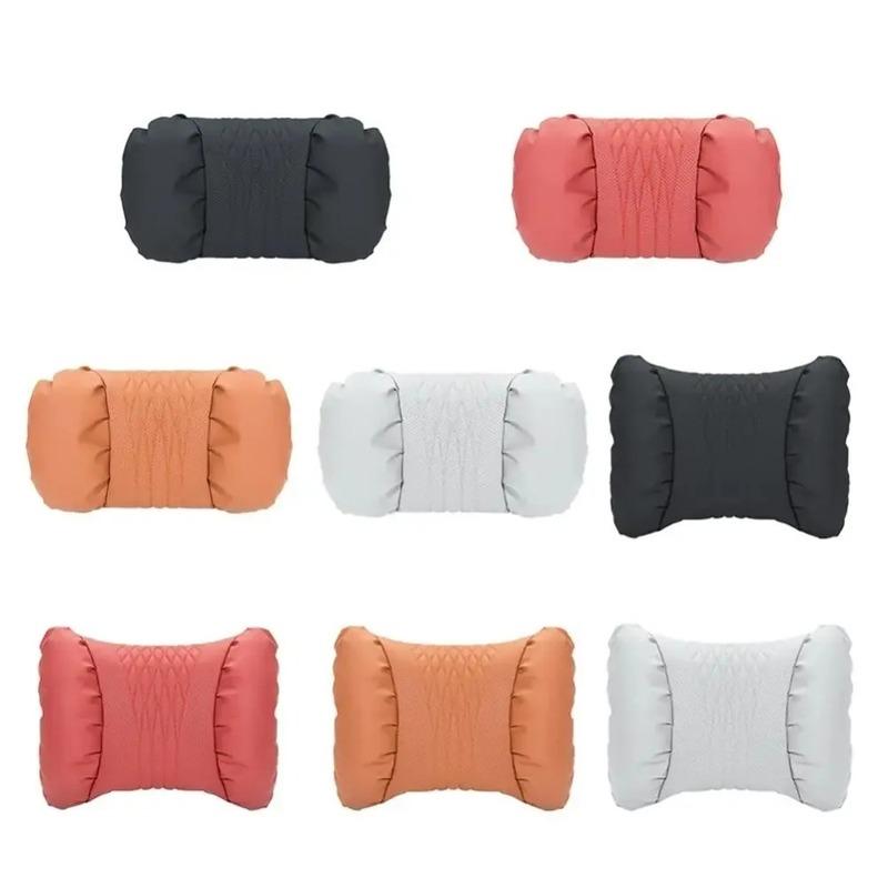 Summer Car Headrest Lumbar Nappa Leather Support Pillow Set Soft Comfortable Breathable Car Neck Pillows Car Seat Accessories