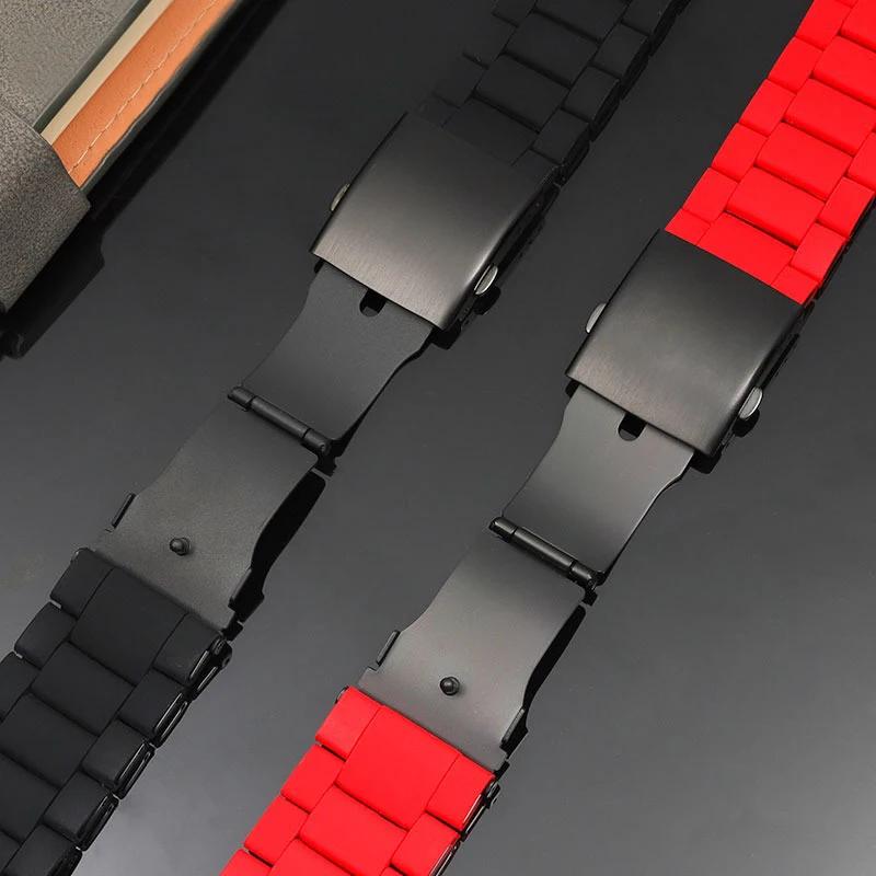 Silikonový nerezový řemínek k hodinkám pro Diesel Watch Strap DZ7396 DZ7370 DZ4289 DZ7070 DZ7395 Pánský gumový vodotěsný náramek 28mm