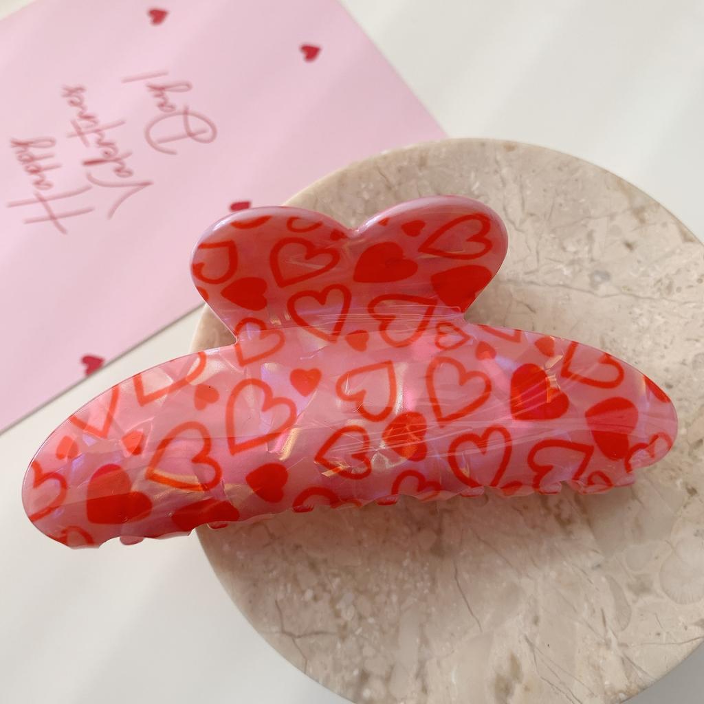 Personalized heart-shaped red lip large hair clip women's rose design salon fixed hair clip fashionable hair accessory headwear