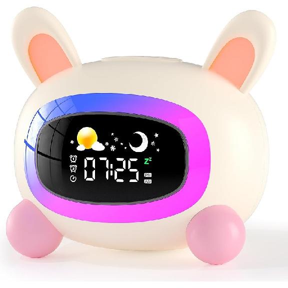 Kids Alarm Clock Ok to Wake Alarm Clock for Kids, Toddlers Night Light Clock for Bedroom, Cat Alarm Clock with Sleep Training and Sound Machine,