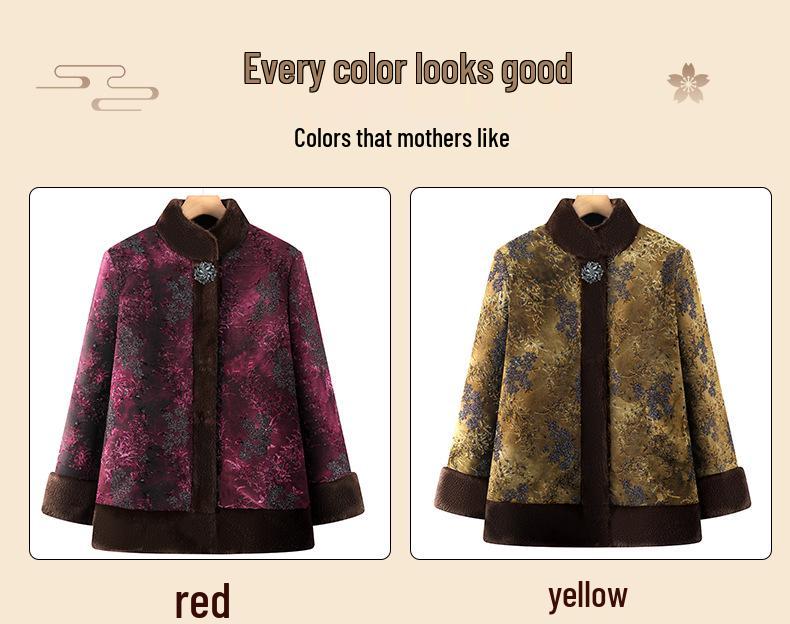 Winter Cotton Outerwear for Middle-Aged & Elderly Women: Grandma's Coat, Seniors' Jacket, Mom's Fleece-Enhanced Suit, Perfect for Autumn & Winter.