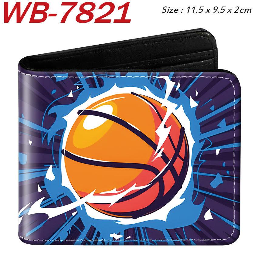 Sports Theme Basketball Football Baseball Print Short Wallet Large Capacity Coin Purse Card Holder for Students PU Leather 1pcs