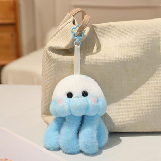 Cute Jellyfish Backpack Keychain, Soft Plush Pendant for Purse, Marine Animal Keyring for Girls Women, Aquarium Souvenir Gift