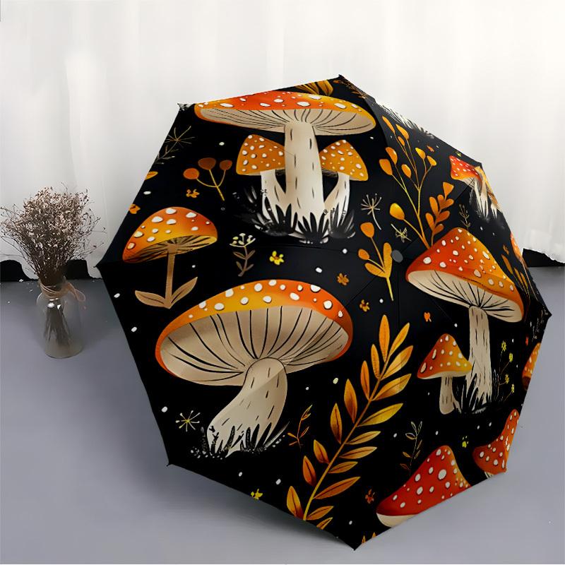 1pc Mushroom Pattern Automatic Umbrella - Automatic Opening And Closing, Sturdy Iron Frame, Formal Occasions Yy251018183