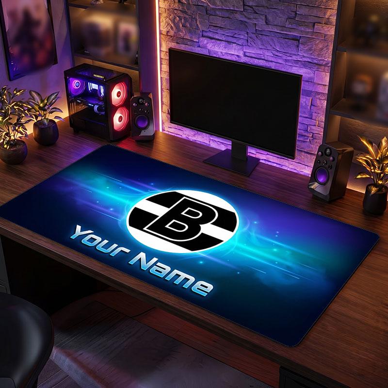 Borussia Mönchengladbach Individuelles Großes Mauspade, Personalisierter Namens-Textdruck, Fußball-Logo Rutschfeste Schreibtischmatte Gaming-Geschenk