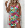 Summer Casual Colorful Floral Print Crew Neck Sleeveless Shift Dress For Women Y2k Ladies Clothes Oversized Female Clothing Tees