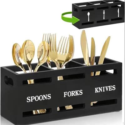 Kitchen Utensil Holder Cooking Organizer with 3 Compartments Flatware for Catering