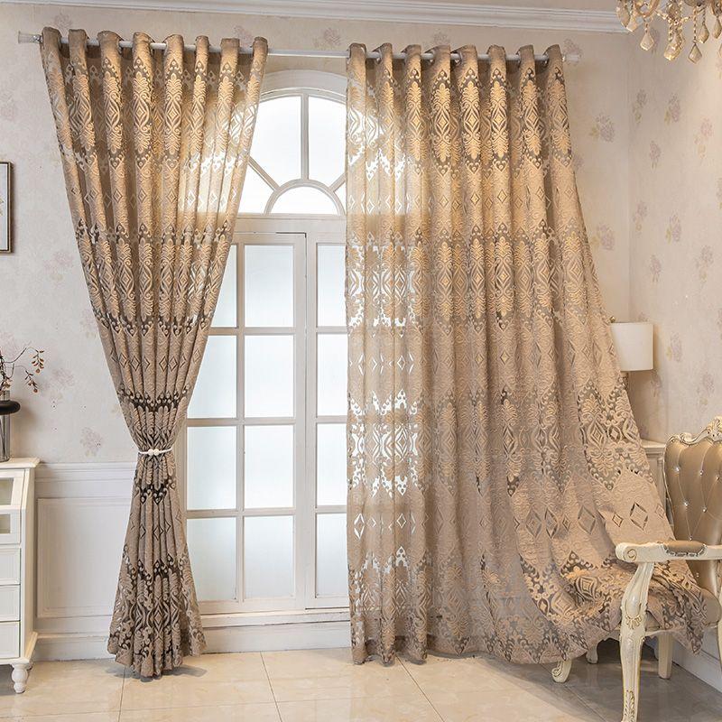 European High-end Luxury Curtains Transmittent Bedroom Living Room Window Screen Balcony Screen Curtain Blackout